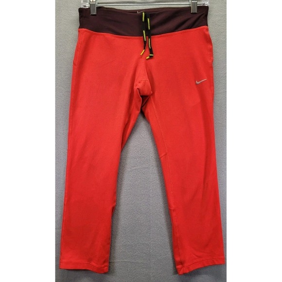 Nike Dri-Fit Running Leggings Womens Size Small Drawstring Compression Colorblok - Picture 1 of 10